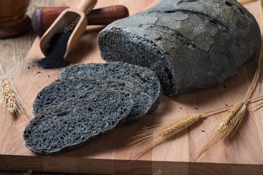 Activated carbon bread pane carbone vegetale Stock Photo by ©info