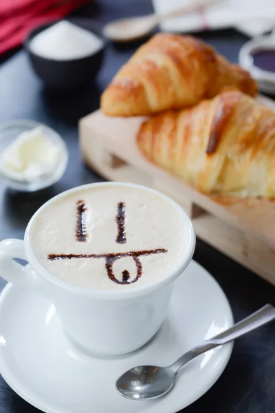 Desain cappuccino sarapan - senyum — Stok Foto