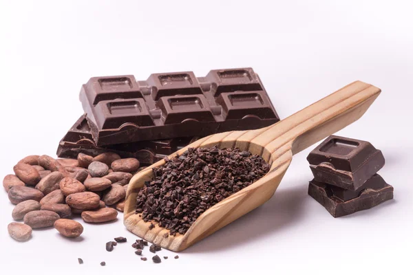 Cioccolato e semi di cacao — Foto Stock