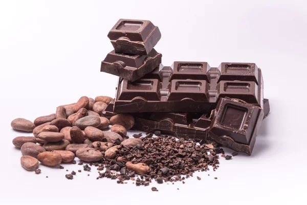 Chocolate y semillas de cacao — Foto de Stock