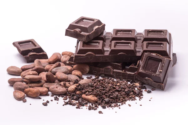 Chocolate y semillas de cacao — Foto de Stock