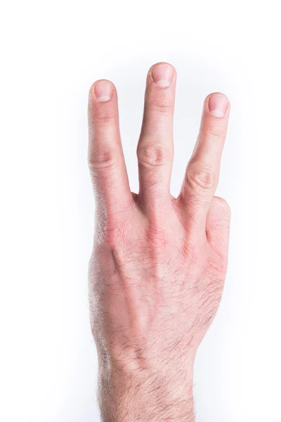 Mão a imitar o número três — Fotografia de Stock