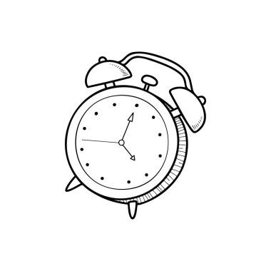 El Çizimi Klasik Alarm Saati Zaman Yönetimi ve Sabah Uyanışı için Simge Çalıyor