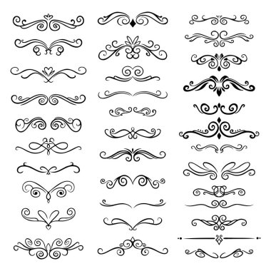 Metin Tasarımı için Siyah El Çizimi Zarif Kabartmalar ve Girdap Böcekleri