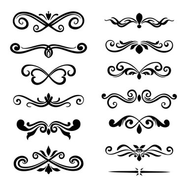 Ornate vintage calligraphic design elements set decorative flourishes and text dividers collection vector