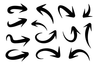 El Çizimi Kara Kıvrık Oklar Koleksiyonu Ayarları, Karalama Kılavuzu Biçimi Yönlendirme İşaretleri