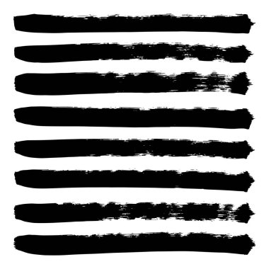Tasarım Elementleri ve Arkaplan Dekorasyonu İçin Grunge Siyah Fırça Vuruşları