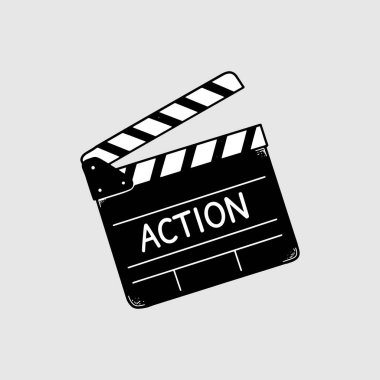 Klasik Siyah ve Beyaz Alkış ya da Film Yapımı için Film Clapboard Simgesi