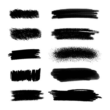 Tasarım elementleri için Siyah Grunge Fırça Vuruşları ve Karalamaları