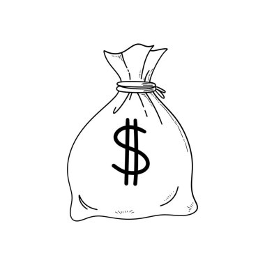 Dolar İmzalı Para Çantası El Çizimi Finansal Başarı Konsepti