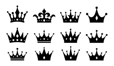 Kraliyet Kralı Kraliçe Tasarımı için 12 Seçkin Siyah Taç Siluet Koleksiyonu