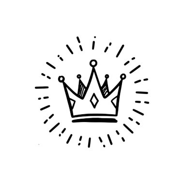 El Çizimi Karalama Tacı ve Işıltı Işın Vektörü İllüstrasyonu