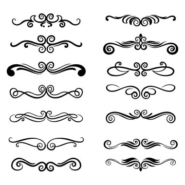 Zarif klasik kaligrafik ayırıcılar ve kaydırma kenarlık ögeleri koleksiyonu