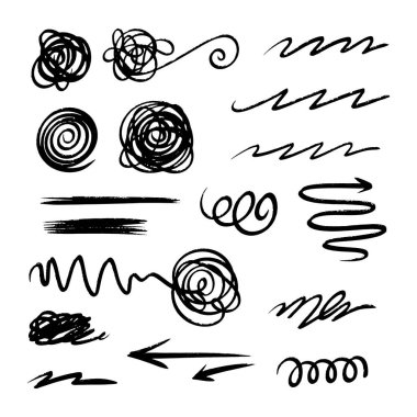 El Çizimi Karalama Okları ve Doodle Elementleri Fırça Vuruşları