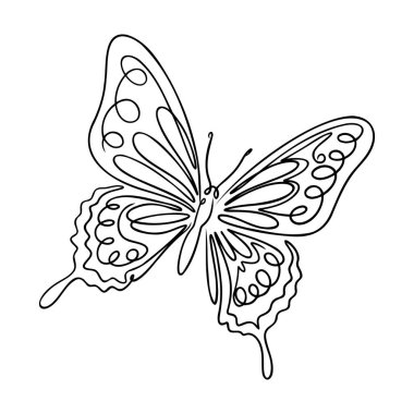 Güzel Kelebek Devamlı Tek Çizgili Sanat Soyut Minimalist Tasarım