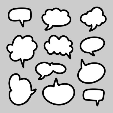 El Çizimi Çizimi Çizgi Roman Konuşma Baloncukları Sohbet ve Konuşma İçin Ayarlandı