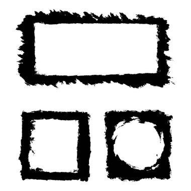 Üç El Çekimi Sıkıntılı Grunge Boya Fırçası Dikdörtgen Çerçeveleri