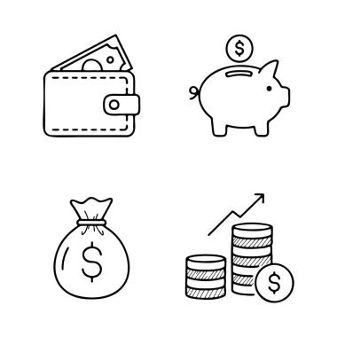 El Çekimi Para ve Finans Simgesi Cüzdanlı Domuz Kumbarası