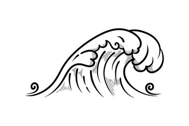 Oyma Biçimli El Çizimi Okyanus Dalgası Sanat Tasarımı Çizimi