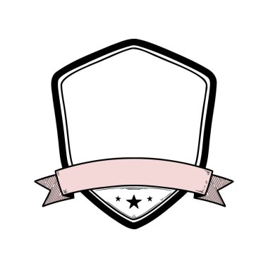 Antika El Kara Kalkan Amblemi Boş Pembe Kurdele Sancağıyla