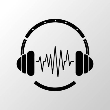 Ses Dalgası Grafik Simgesi Tasarımı ile Modern Siyah Kulaklıklar