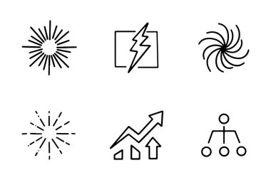 Exline Business ve Sparkle, Lightning ve Growth Chart gibi soyut simgeler