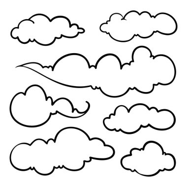 Doodle Bulut Koleksiyon Vektörü Resmetme El Çizimi Gökyüzü Elementleri