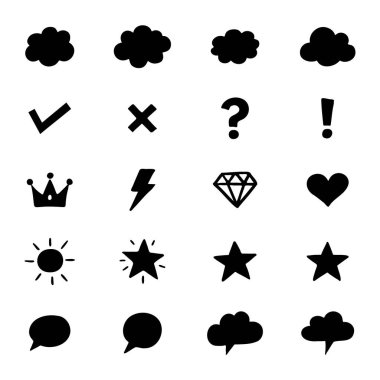 El Çizimi Simgesi Seti: Bulut, Taç, Yıldız, Kalp, İşaret ve İşaret