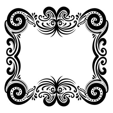 Dekoratif Süslü Viktorya Çerçeve Sınır Vektörü İzole edilmiş Siyah Tasarım Elementi