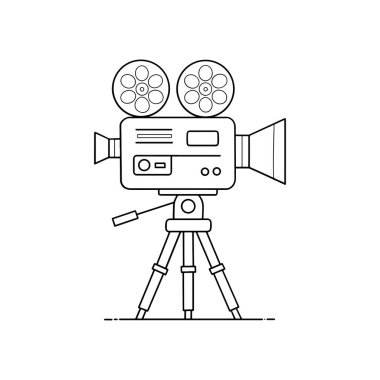 profesyonel sinema kamerası üç ayaklı hat üzerinde film yapımı için sanat illüstrasyonu