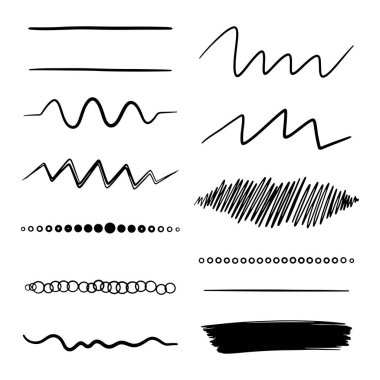 sanatsal el fırça darbeleri ve dalgalı çizgi ayırıcı koleksiyonu seti