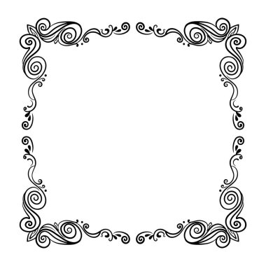Girdap ve kaydırma tasarım elementiyle zarif bir çiçek çerçevesi süsü.