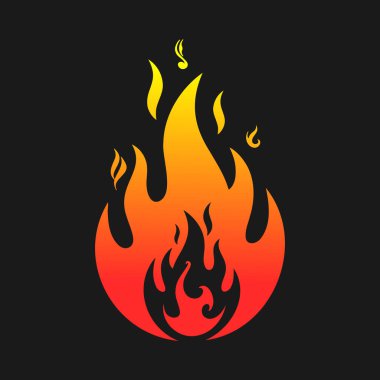 Koyu arkaplan üzerinde turuncu ve sarı gradyan olan canlı alev logosu tasarımı