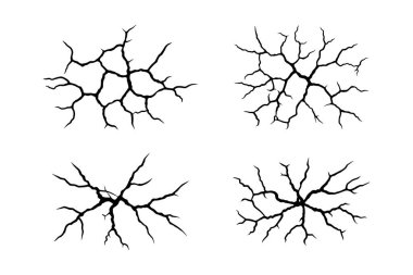 Çatlak zemin dokusu ve kırık toprak zemin vektörü seti