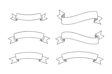 Tasarım ögesi için el çizimi klasik kurdele bayrakları vektör çizimi