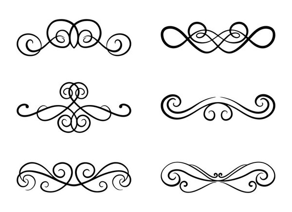 vintage calligraphic swirl dividers and elegant floral decorative line art elements