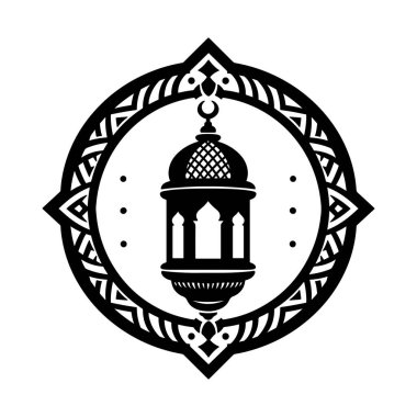 İslam Festivali için dekoratif dairesel kenar içinde Ramazan feneri simgesi