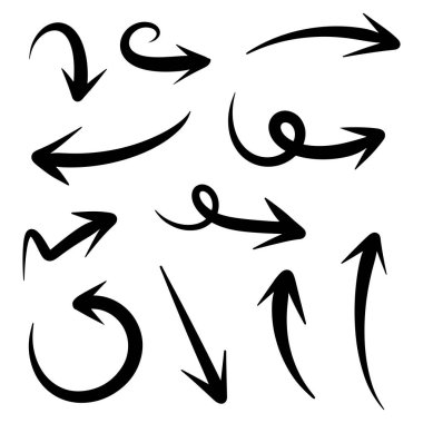 Girdaplı ve kıvrımlı dekoratif oklar çizilmiş.