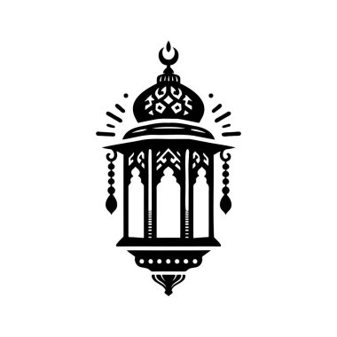 Hilal ay sembolü illüstrasyonlu geleneksel İslami ramazan fener simgesi