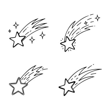 Çocuklar ve astronomi için ışıltılı karalama çizimi olan sihirli kayan yıldız