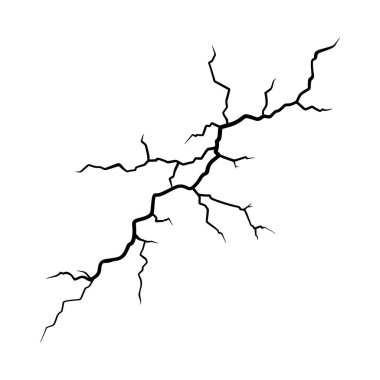 Siyah çatlak yüzey efekti vektör çizimi beyaz arkaplanda izole edildi