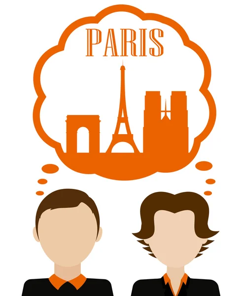 Sueño de pareja sobre las vacaciones en París . — Archivo Imágenes Vectoriales
