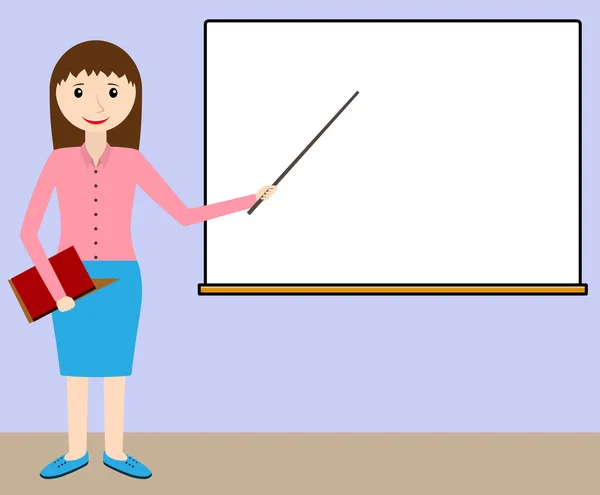 Female teacher at the chalkboard. — Stock Vector