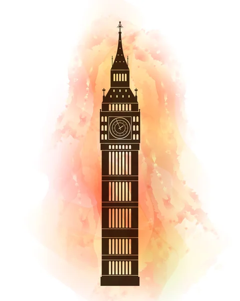 Big ben on colorful background. London sight. — Stock Vector