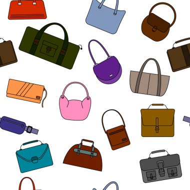 Çanta, çanta, çanta ve bavul basit simgeler seamless modeli.
