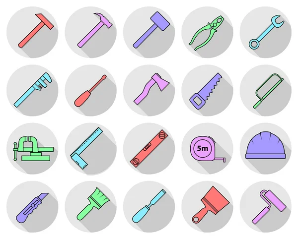 Set of flat colorful repair tool icons. — Stock Vector