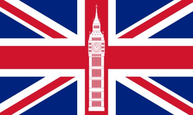 Büyük Britanya bayrağı arka plan üzerinde büyük ben.