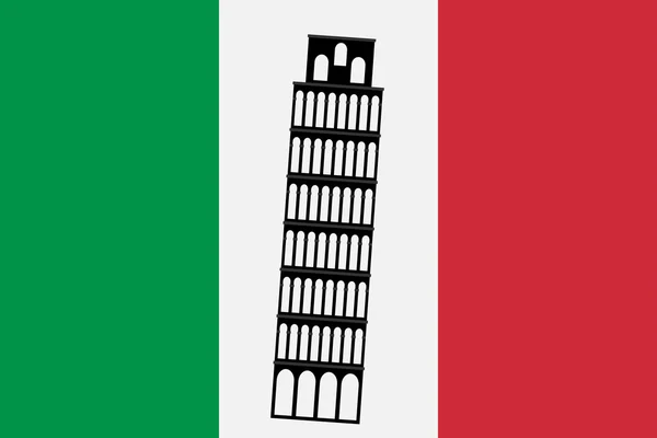 Torre de Pisa en el fondo de la bandera de Italia . — Vector de stock