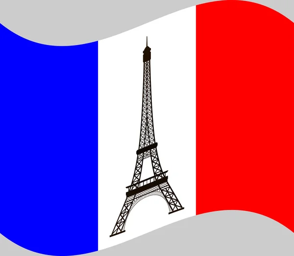 フランスの旗の背景にエッフェル塔. — ストックベクタ