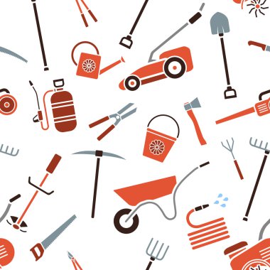 Seamless pattern of garden tools. clipart